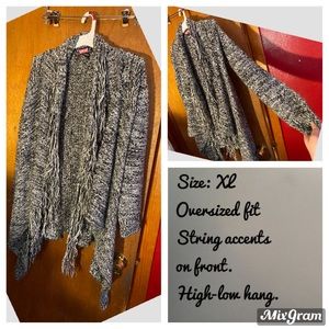 Gray and White Knit Cardigan
